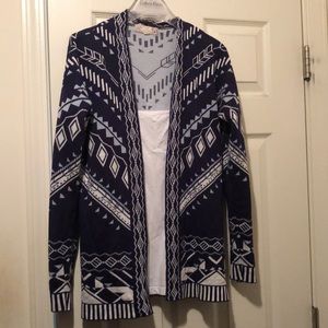 Navy blue and white cardigan